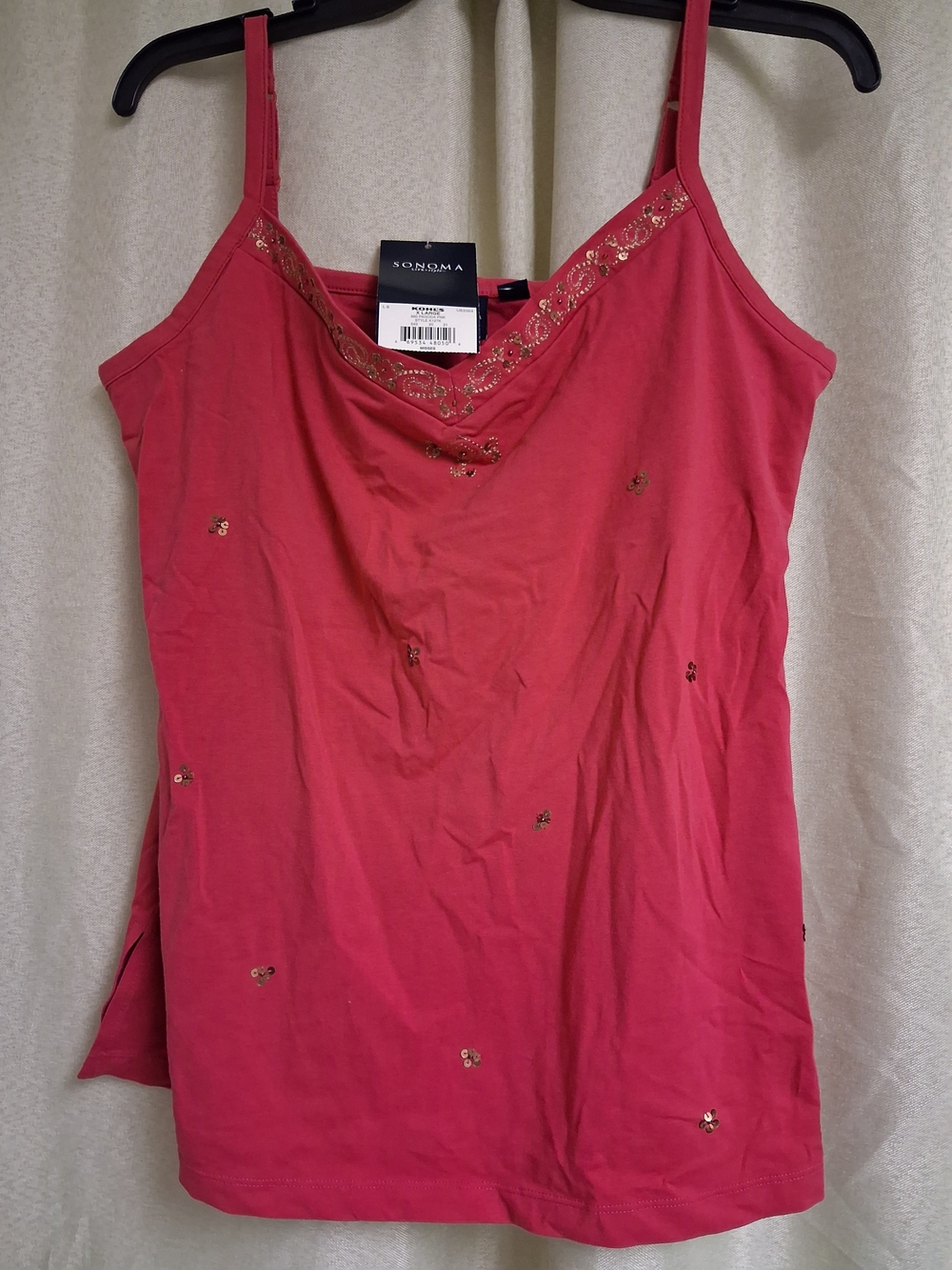 Sonoma Rose Pink Sequin-Trim Cami